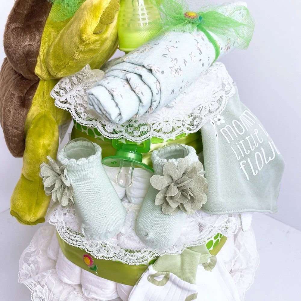 Turtle Girls Diaper Cake